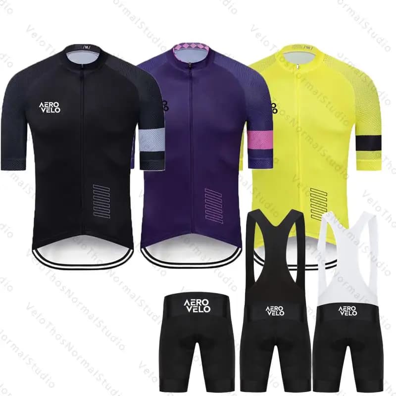 AERO VELO Cycling Jersey Set Summer Short Sleeve and Bib Shorts Pro Race Camping Bicycle Clothing MTB Ropa Maillot for Men 2026