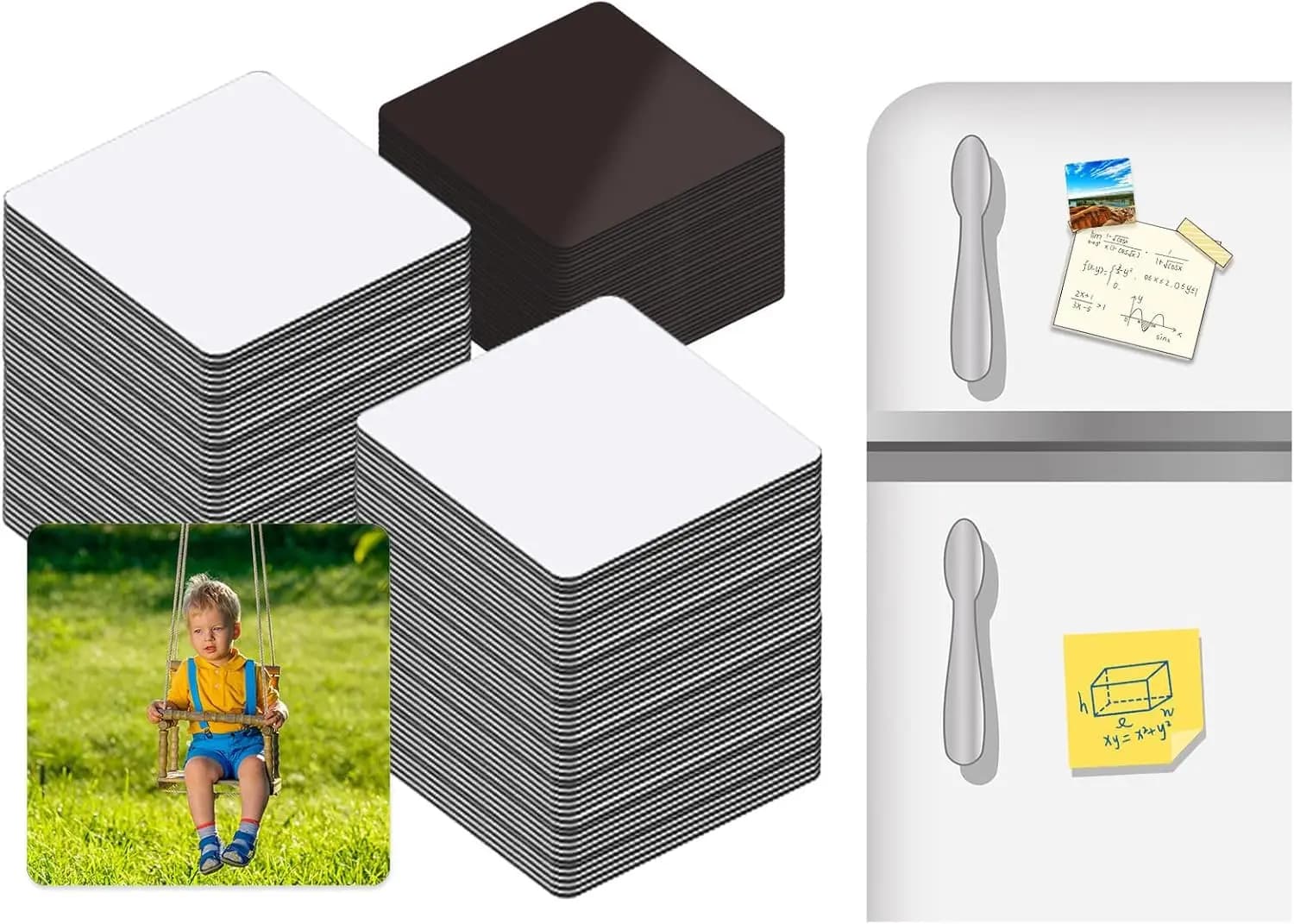 50sets Sublimation Metal Fridge Magnet Aluminum Sign Blanks for Kitchen Office Christmas Festival Party Decorative