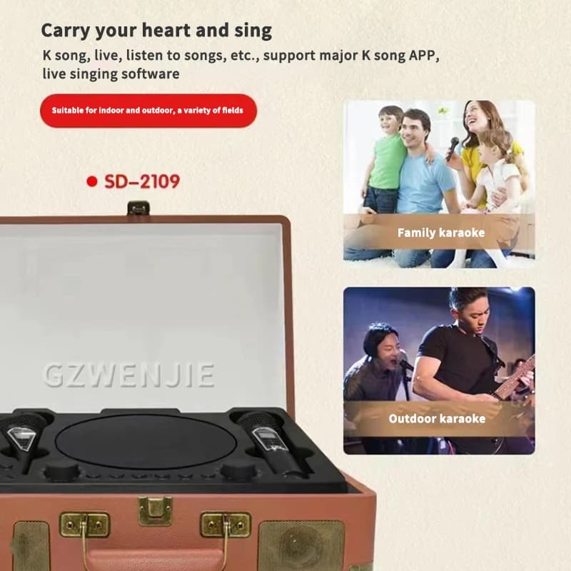 Altoparlante Bluetooth Wireles per macchina karaoke professionale con doppio microfono Sistema KTV per famiglie all'aperto 30W 7.4V portatile ad alta potenza
