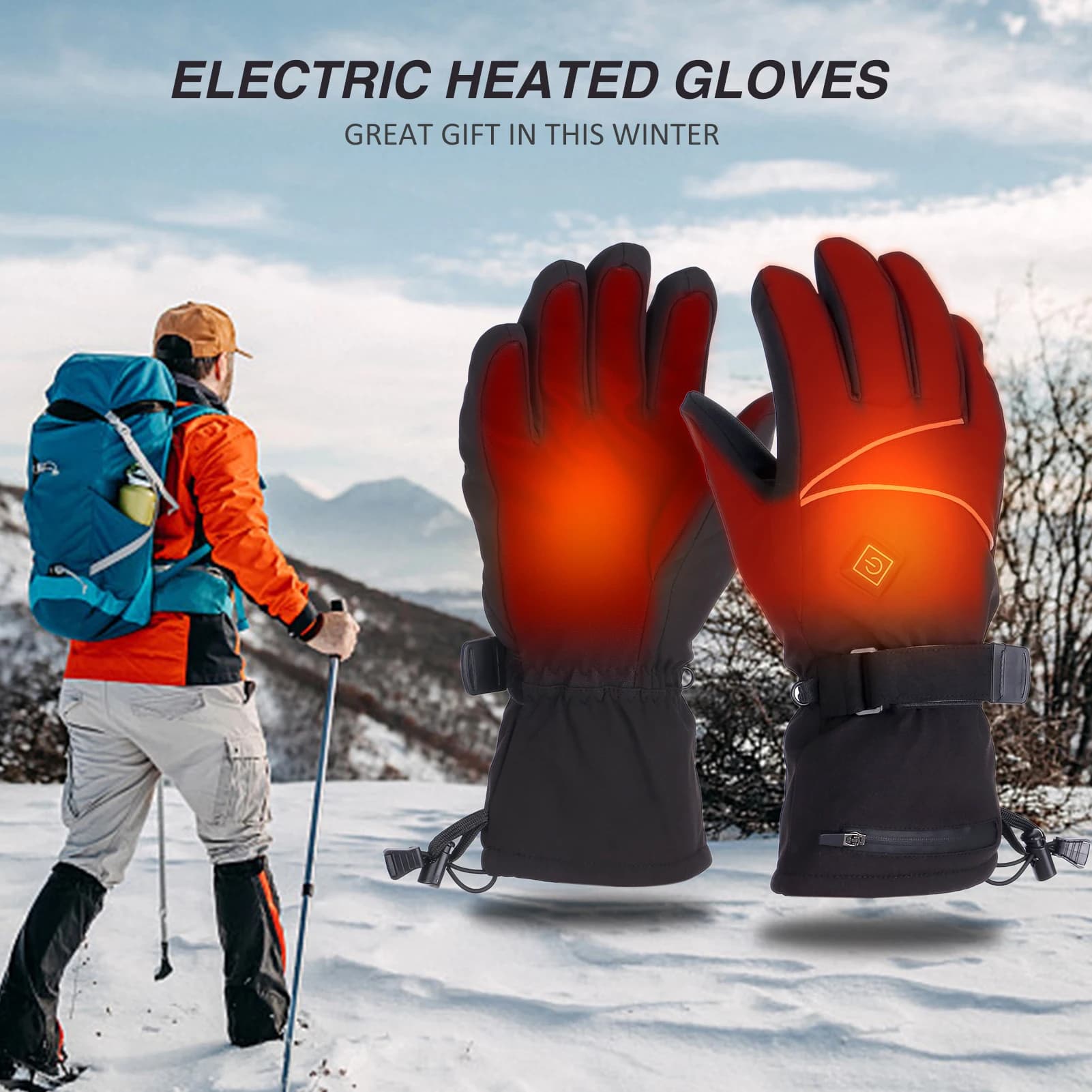 Ski-Heated Gloves Winter Warm Touchscreen Gloves Man Woman Climbing Outdoor Ski Cycling Electric Heating Gloves