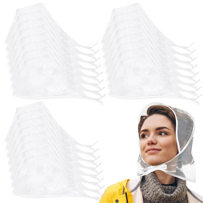 1/3/6 pezzi, cappello da pioggia da donna con visiera parasole sciarpa impermeabile trasparente cappello di plastica impermeabile da donna, riutilizzabile