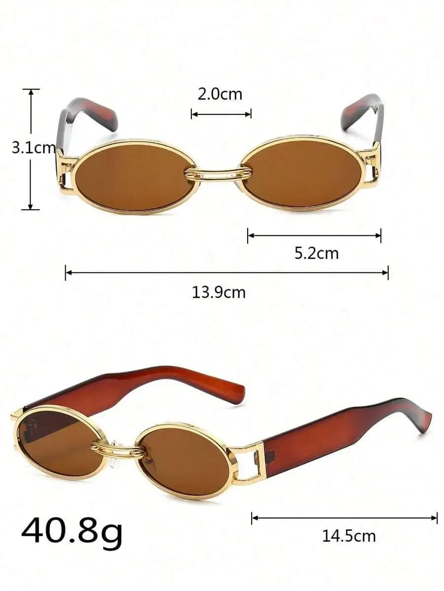 Unisex Oval Retro Tawny Fashion Sunglasses PC+Alloy Frame Outdoor Casual Street Style