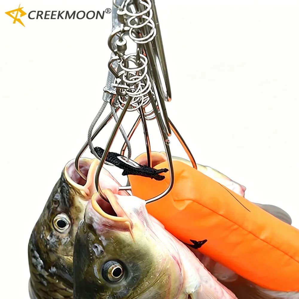 Snaps Fishing Lock Buckle for Giant Big Live Fish Tackle Accessory Stainless Steel Chain Stringer Float Sea Bass Lure Lock Belt