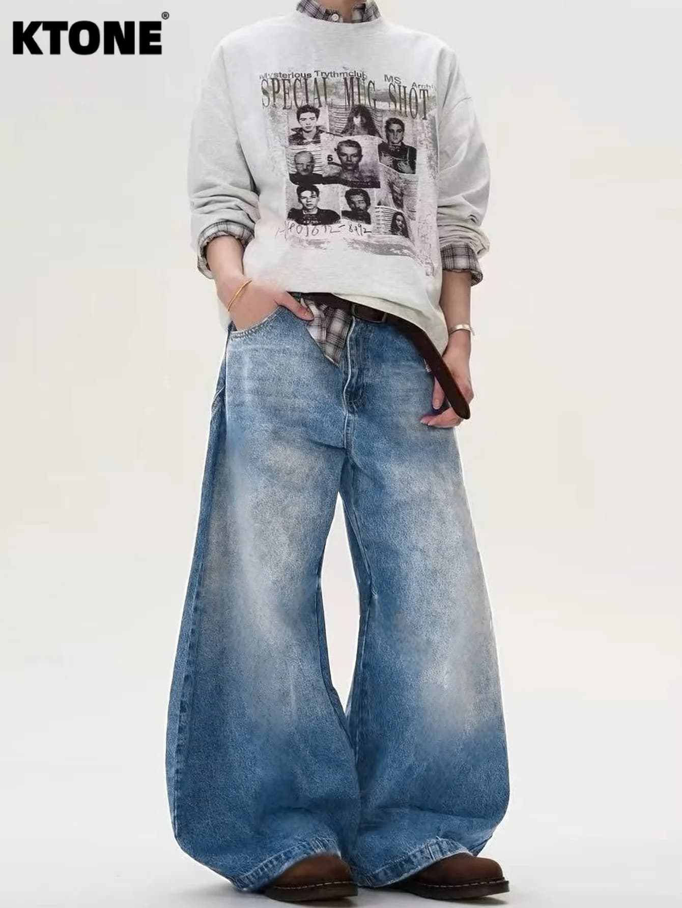 Pantaloni jeans blu larghi da uomo Y2k Drip Fashion Unisex Original Quality Wear Nessun accessorio o cintura inclusi
