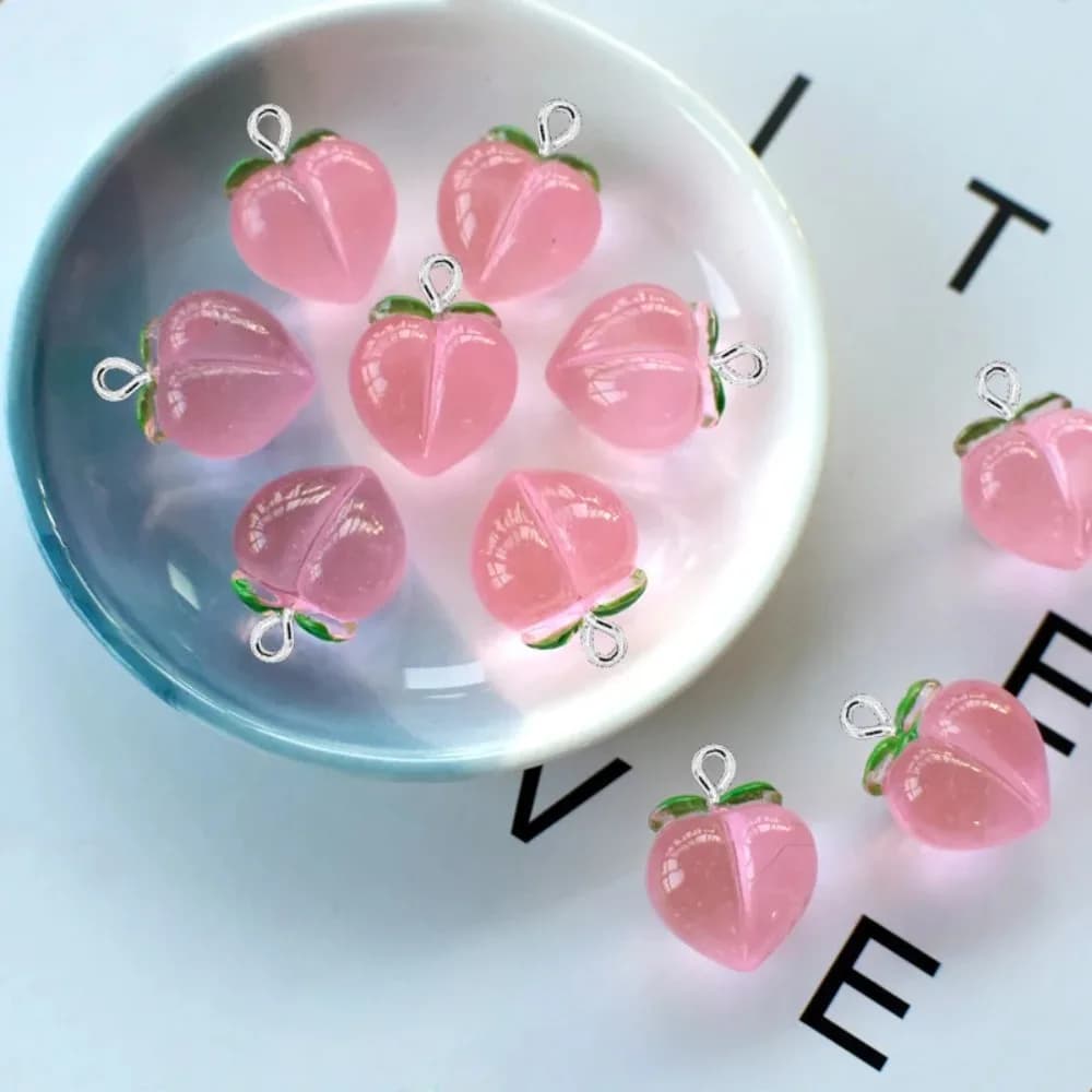 Ciondolo con ciondoli in resina piatta pesca da 10 pezzi per accessori per la creazione di gioielli orecchini fai da te collana decorazione portachiavi