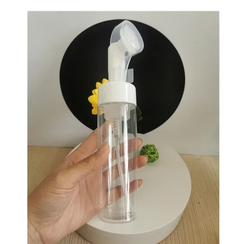 Bottiglia di schiuma da 200 ml Mousse per pulizia PET Pressa morbida Spazzola per massaggio in silicone Testa Detergente viso Schiuma Cosmetici Plastica vuota