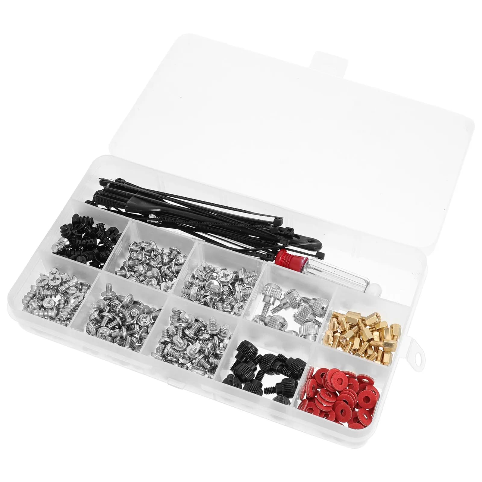 Computer Screw Kit Box High Quality Nickeling Plastic Screws Screwdriver Cable Ties Brush Storage Organizer Mounting Tools
