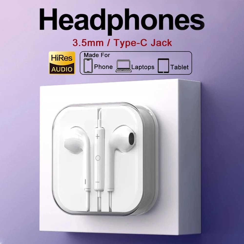 Original Earphones Tablet Laptops 3.5mm Headphones For Samsung Huawei Xiaomi Redmi Poco Oneplus Google Pad Type C Wired Earbuds
