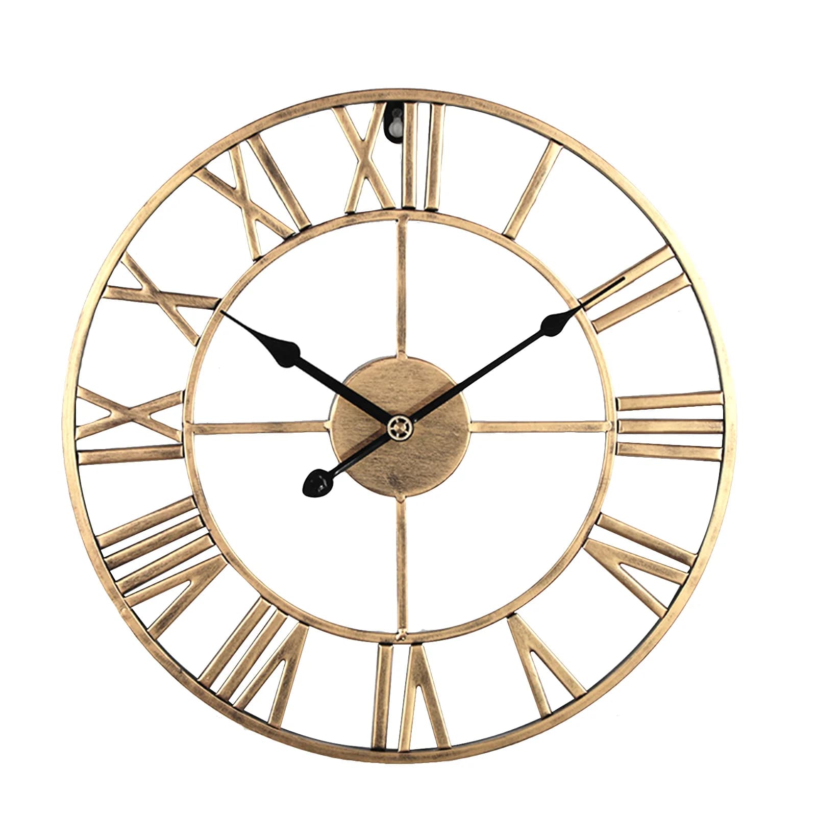 Orologio a blocchi in stile europeo Soggiorno semplice Puntatore nero dorato Decorazione orologio da parete digitale muto in ferro battuto