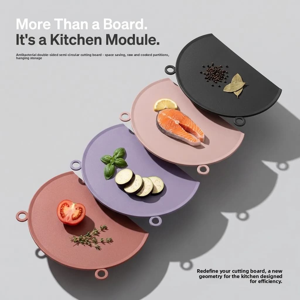 D Shape TPU Cutting Board, Standing & Hanging Design, Knife Mark Resistant Mold Proof Baby Food Chopping Board