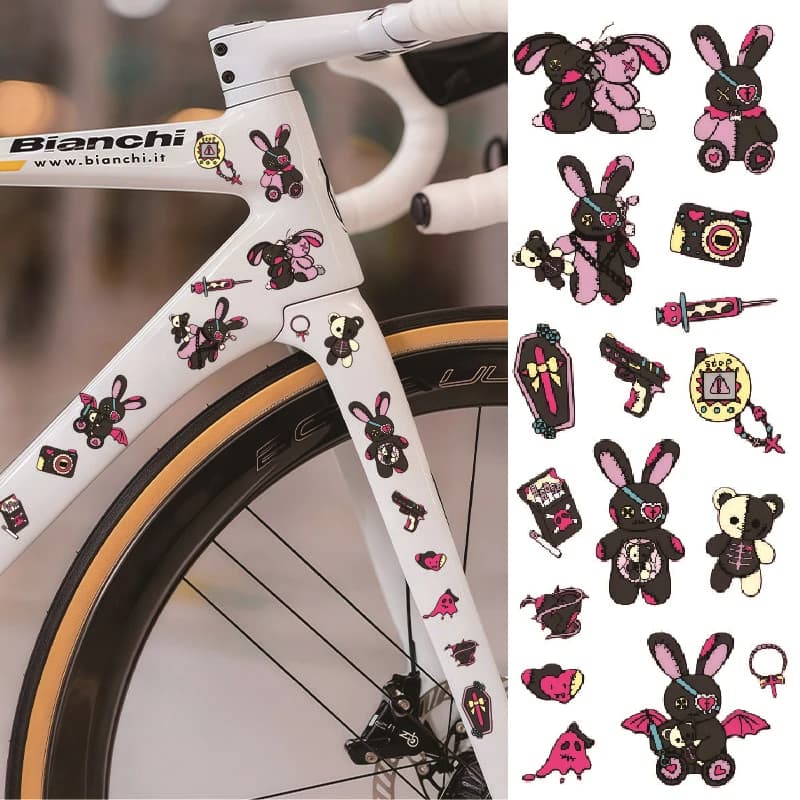 Wall decals for gothic bikes with dark rabbit for bicycle frame Upper pipe Graffiti Wall decals for cycling waterproof do-it-yourself Decalcomania for motorcycle helmet car