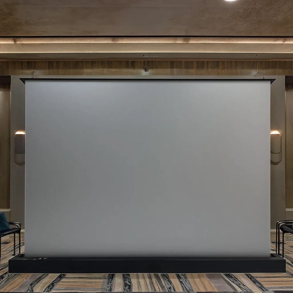 Schermo di proiezione elettrico motorizzato 16:9 per proiettore 4K PVC morbido bianco opaco Formato elettrico di proiezione ALR da 72-150 pollici