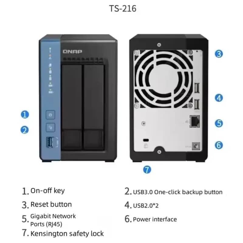 QNAP TS-216-2G 2026, Server NAS a 2 Bay per Archiviazione di Rete