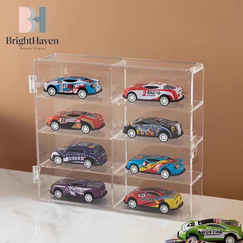 1 Piece Car Non Punching Adhesive Wall Transparent Storage Box 1:64 Acrylic Car Display Box For Car Model Toy Cabinet Rack B.H