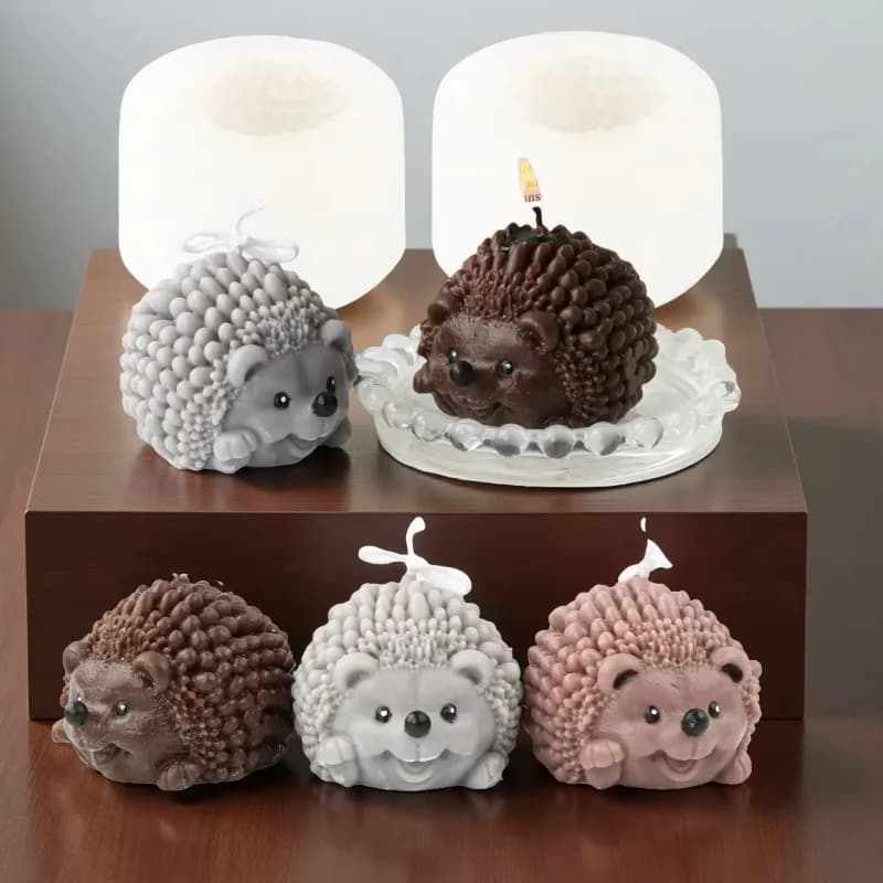 Stampo in Silicone 3D a Forma di Riccio, Strumento Fai-da-Te per Candele, Saponi, Resina, Gesso e Cioccolato