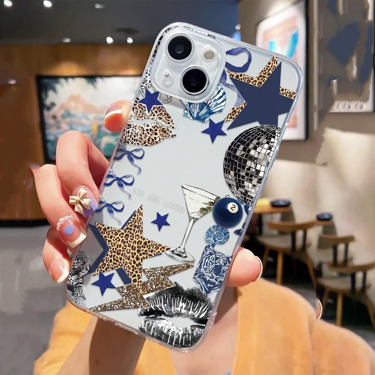 Modello di stampa labbra pentagramma con stampa leopardata Nuova custodia per telefono in Tpu trasparente alla moda, adatta per iPhone 17 Air Pro Max iPhone 16 15 14 13 12 11 XS Xr X 7 8 12/13 Mini Plus Pro Max Se, adatta per compleanni/feste/famiglie/Amici/coppia