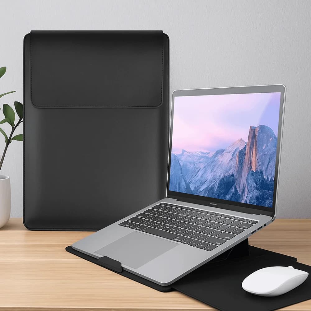 PU Leather 14 Inch Laptop Sleeve Bag Adjustable Stain-resistant Laptop Sleeve Case Waterproof Ultra-thin Laptop Stand
