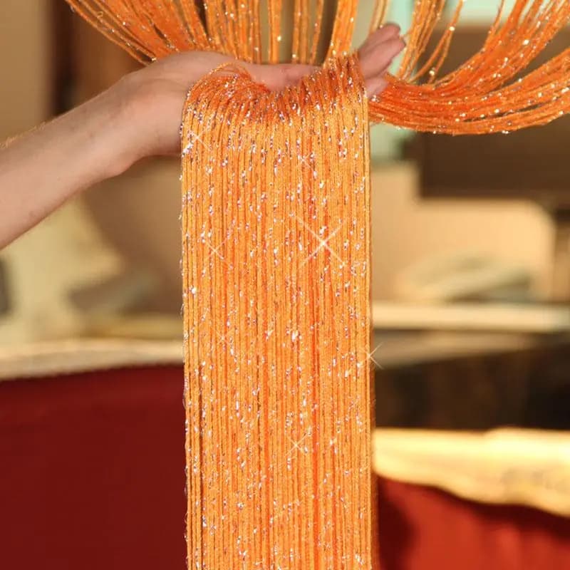 1 Pezzo Tenda Decorativa con Perline Glitterate 100x200cm, Divisorio per Stanza con Nappe in Tessuto Poliestere, Pannello per Finestra 1x2m