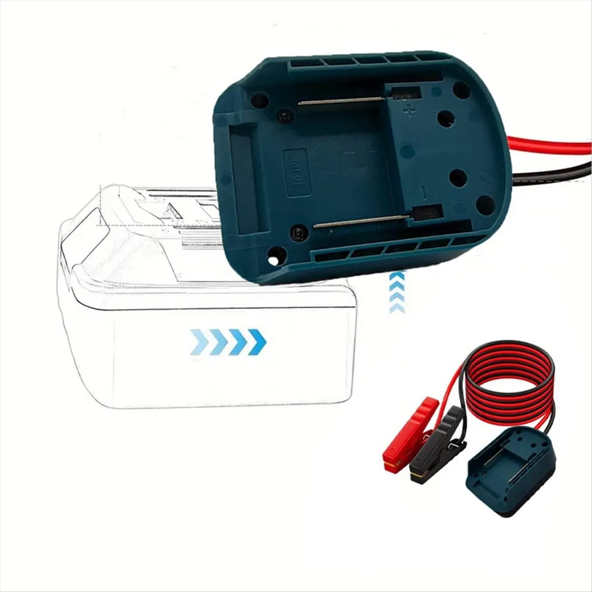 Morsetti per cavi jumper qualificati per batterie Makita da 18 V con adattatore per batteria con ruota motrice Avviatore per avviamento di emergenza per auto