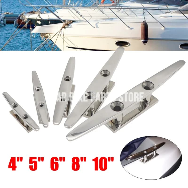 2pc 4"/5"/6"/8"/10" 316 Stainless Steel Boat Cleat Marine Mooring Bollard Dock Rope Tie Down Horn Cleat for Yacht Kayak Deck