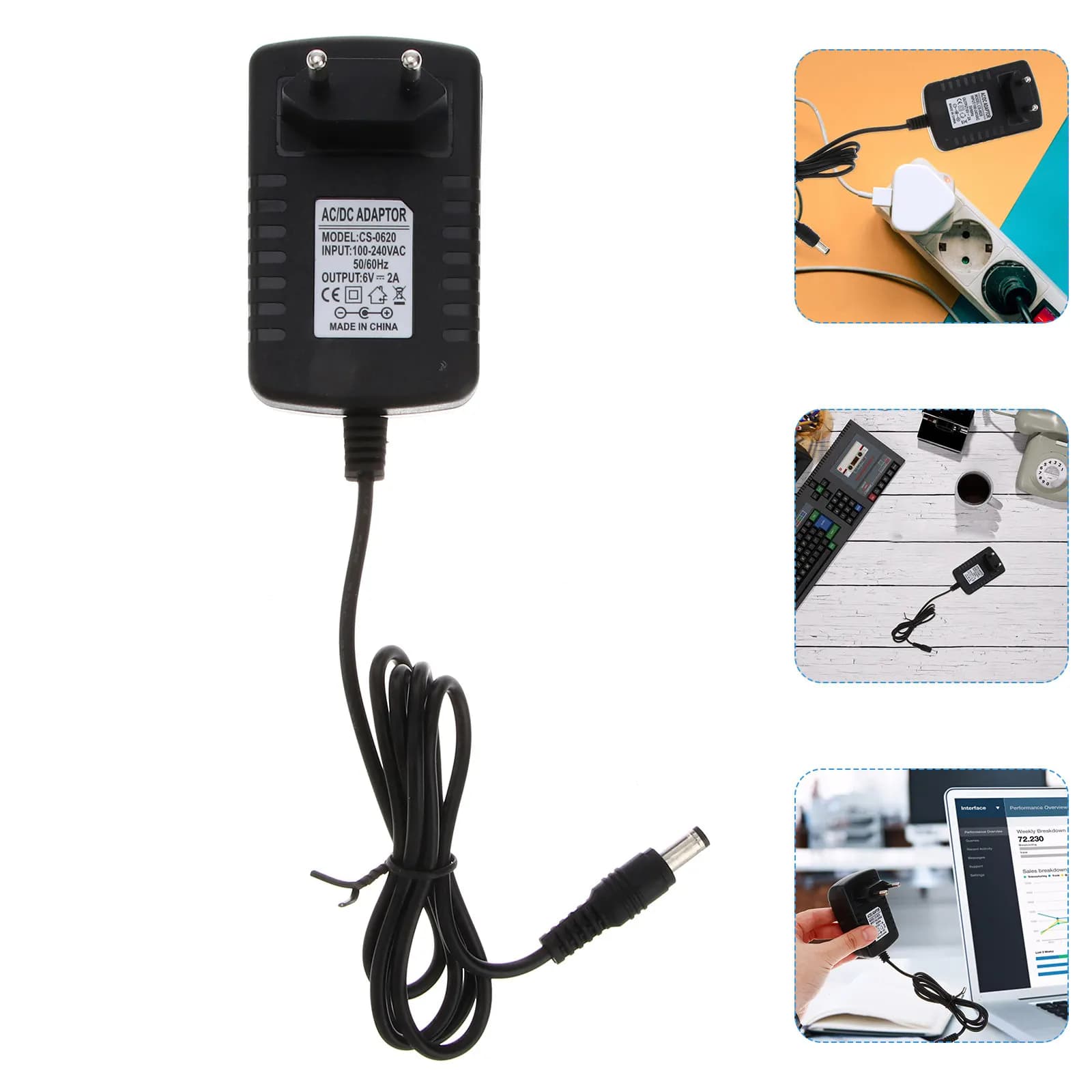 Adattatore Caricabatterie AC 100-240V 6V 2A con Spina EU 5.5x2.1mm per Casa e Viaggio, Alimentatore ad Alte Prestazioni 6V 2A