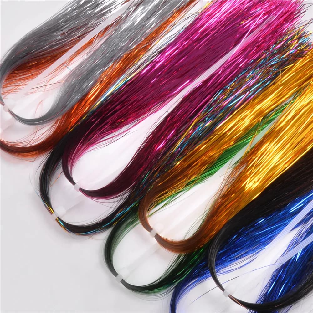 10 confezioni di materiale per la costruzione di mosche 10 colori crystal flash Holographic tinnappe gonne esca per fare la pesca forniture per la pesca a mosca
