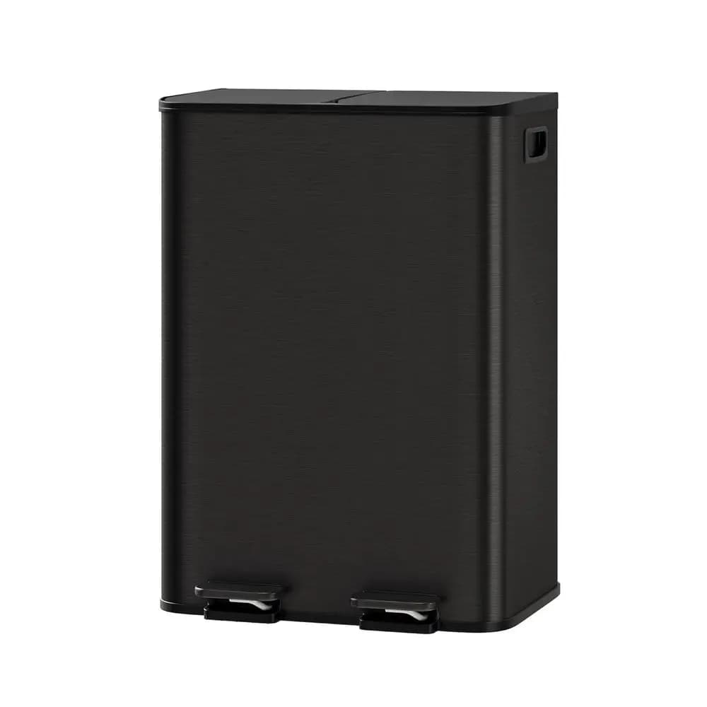 Cestino per rifiuti doppio, 2 x 8 galloni (2 x 30 L), bidone della spazzatura da cucina a doppio scomparto per il riciclo, cestino a pedale in acciaio inossidabile