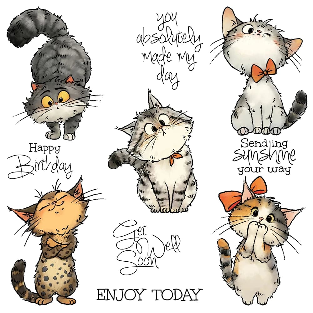 Mangocraft Cute Kitty Cats Fustelle Timbro trasparente Scrapbooking fai da te Fustelle in metallo Timbro in silicone per album di carte Artigianato Decor