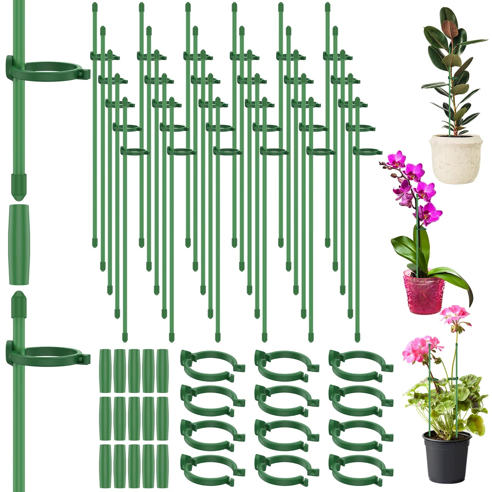 5/30 pieces support pads for adjustable plants climbing pole for plants with clips and sticks for connecting tubes support rings for detachable cultivation