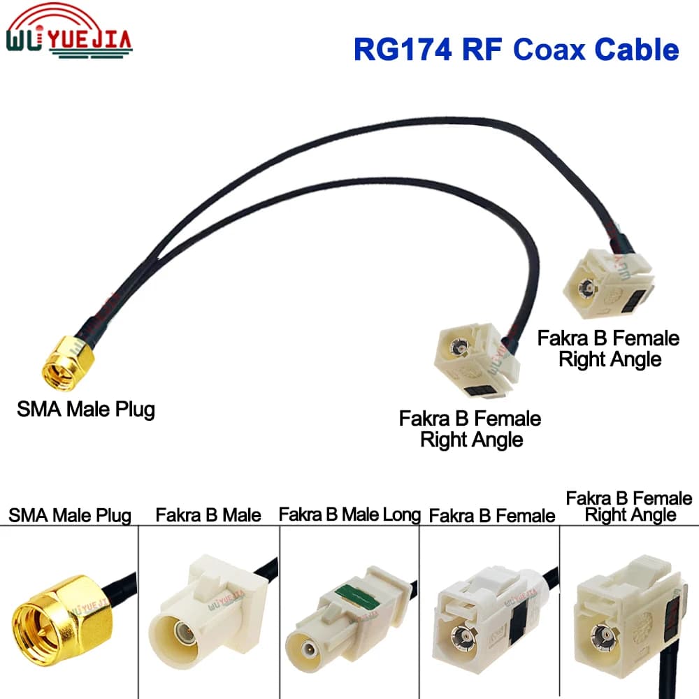 RG-174 Cavo SMA Spina Maschio a Bianco Fakra B Spina Maschio + Fakra B Femmina Martinetti Cavo Coassiale RF Antenna WIFI Estensione Ponticello Treccia