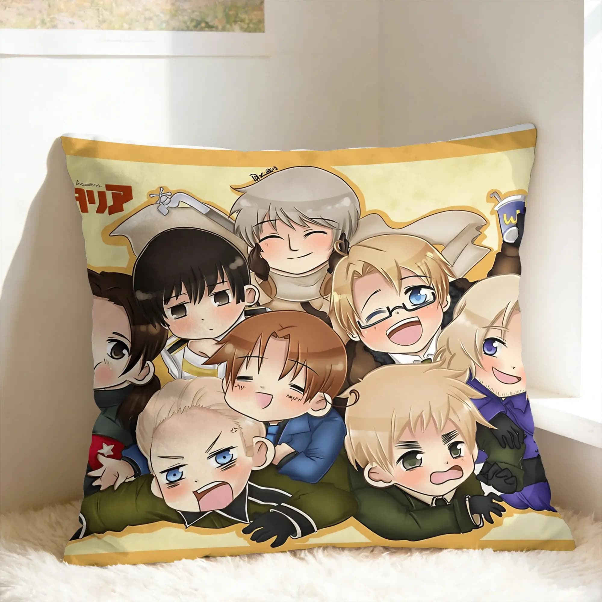 Fodera per cuscino APH Hetalia Anime, federa divertente e carina, morbida, per divano, auto, decorazioni per la casa