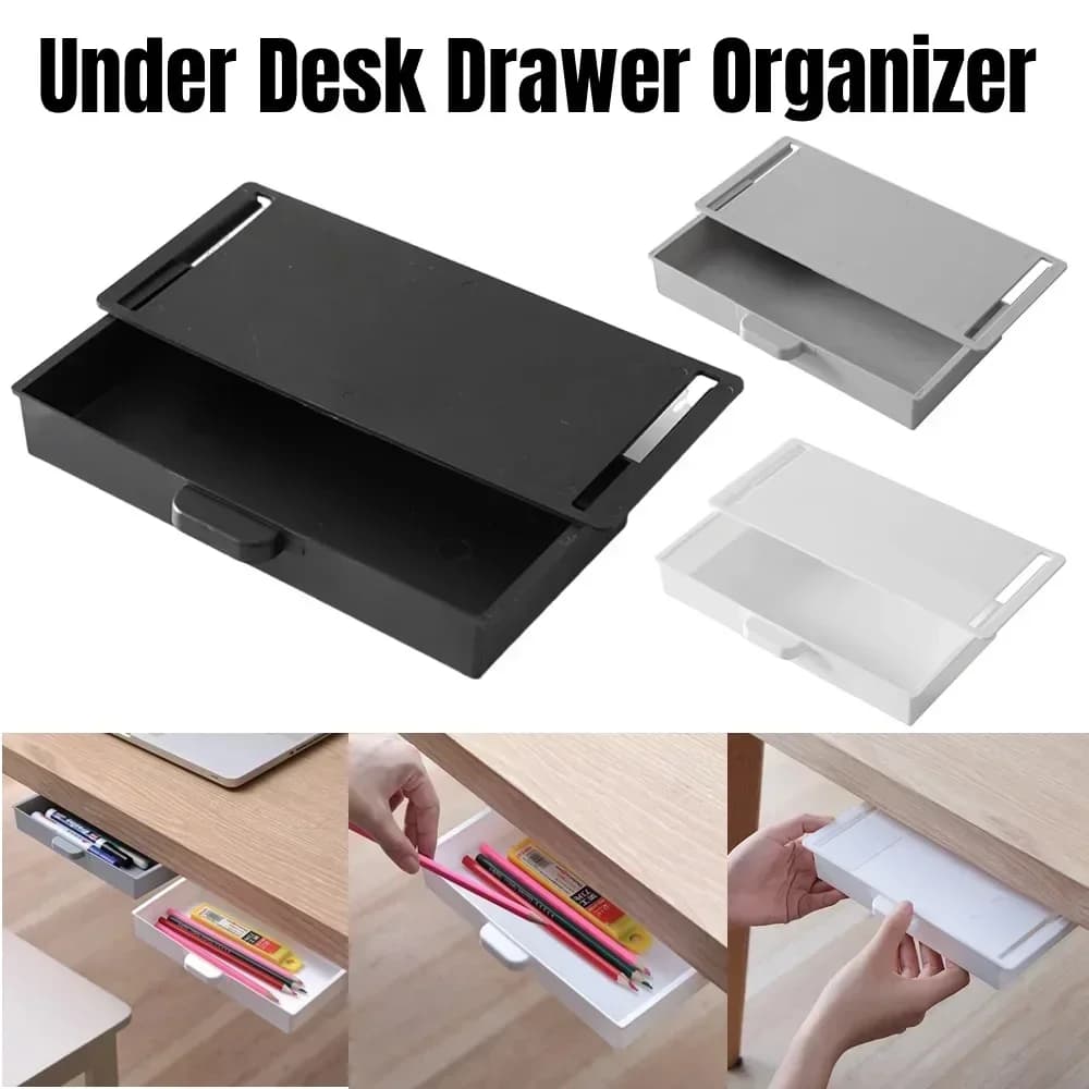 Under Desk Drawer Organizer Hidden Table Holder Box For Office Pen Holder Sticker stationary container for home desk school