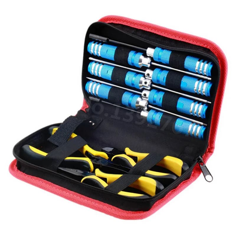 10 in 1 Kit di attrezzi Box Set Cacciavite Cacciavite Chiave esagonale 450 500 Pinze per trasmettitore Elicottero Aereo Modello RC Auto Barca