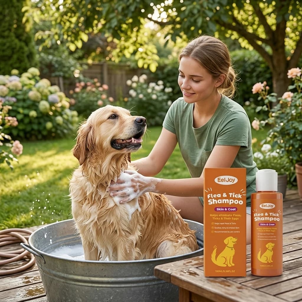 Flea Tick Shampoo For Pets With Natural Plant Extracts And Deep Cleaning Formula Suitable For Cats Dogs