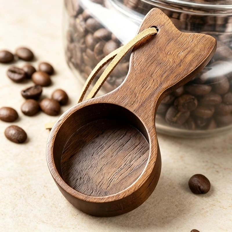Solid Wood Measuring Spoon Walnut Wood Coffee Beans Coffee Powder Weighing Wooden Short Handled Coffee Spoon