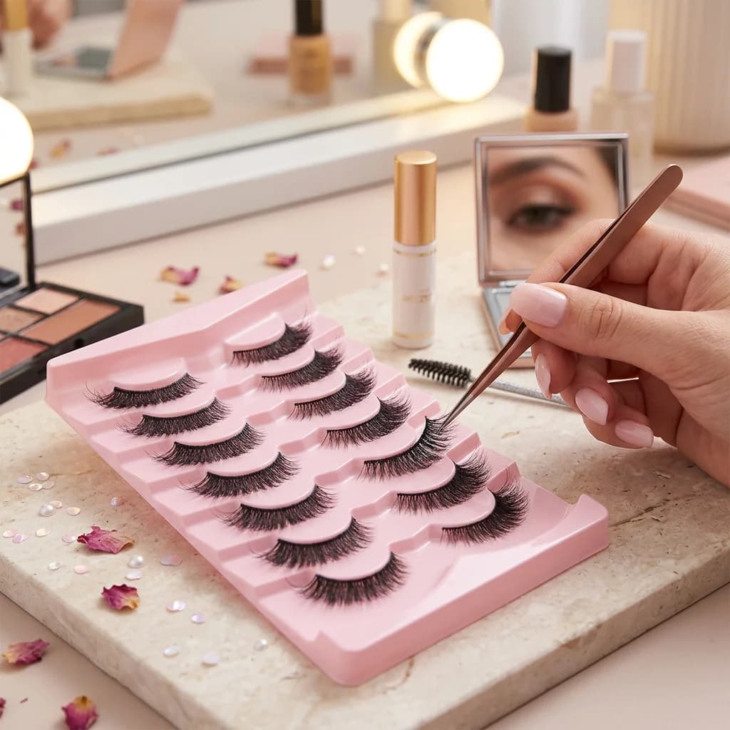 Ciglia finte morbide, 7 paia, fascia trasparente, aspetto naturale, facili da applicare, comode per il trucco quotidiano, per donne, per feste