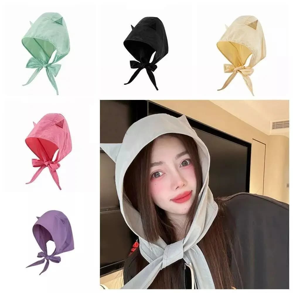 Pullover Hat with Polyester Strap Fashion Solid Color Funny Scarf Hats Small Devil Quick Drying Solar Protection Caps Girls
