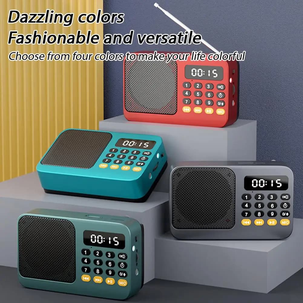 Multi Function Portable FM Tuner Elderly Radio Bluetooth Speaker Music Player With TF Card USB LED Display
