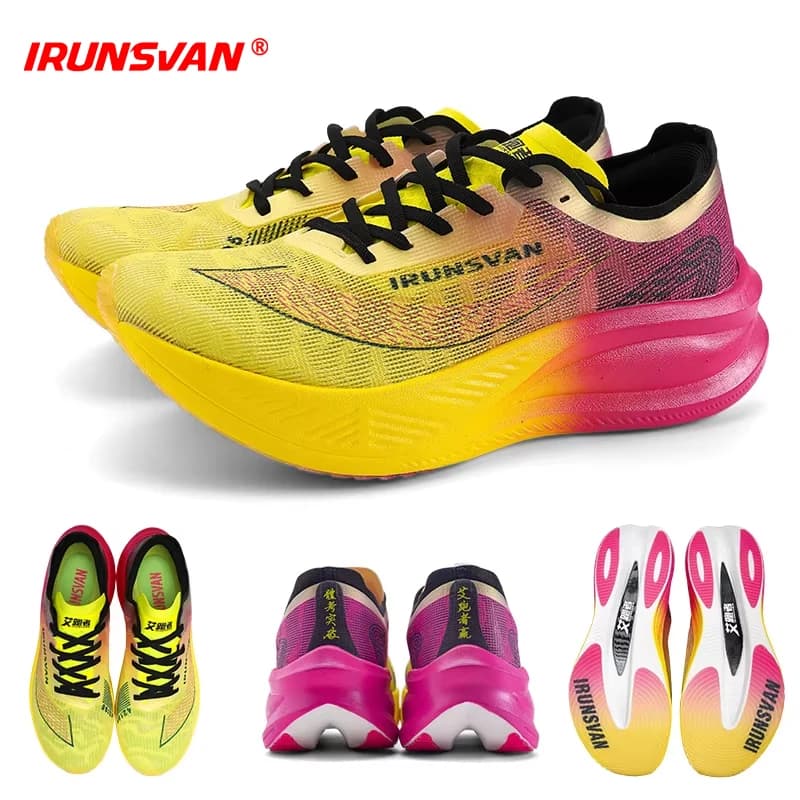 Scarpe da Corsa Professionali IRUNSVAN con Piastra in Carbonio e Nylon per Maratona, Leggere e Ammortizzate, Sneakers da Allenamento Outdoor per Uomo e Donna