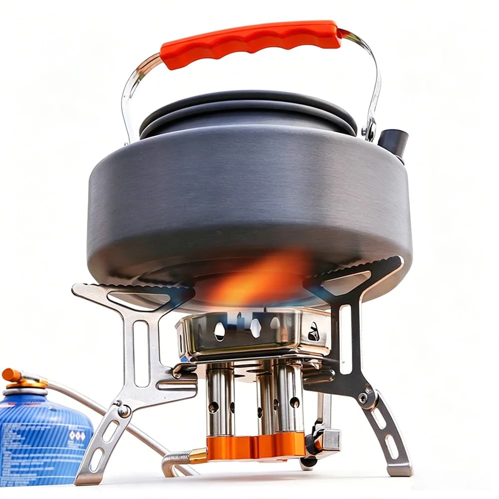 Mini Foldable Card Gas Stove Wind Resistant Powerful 3 Burner Single Head Camping Gas Stove Lightweight for Road Trip Fishing Be