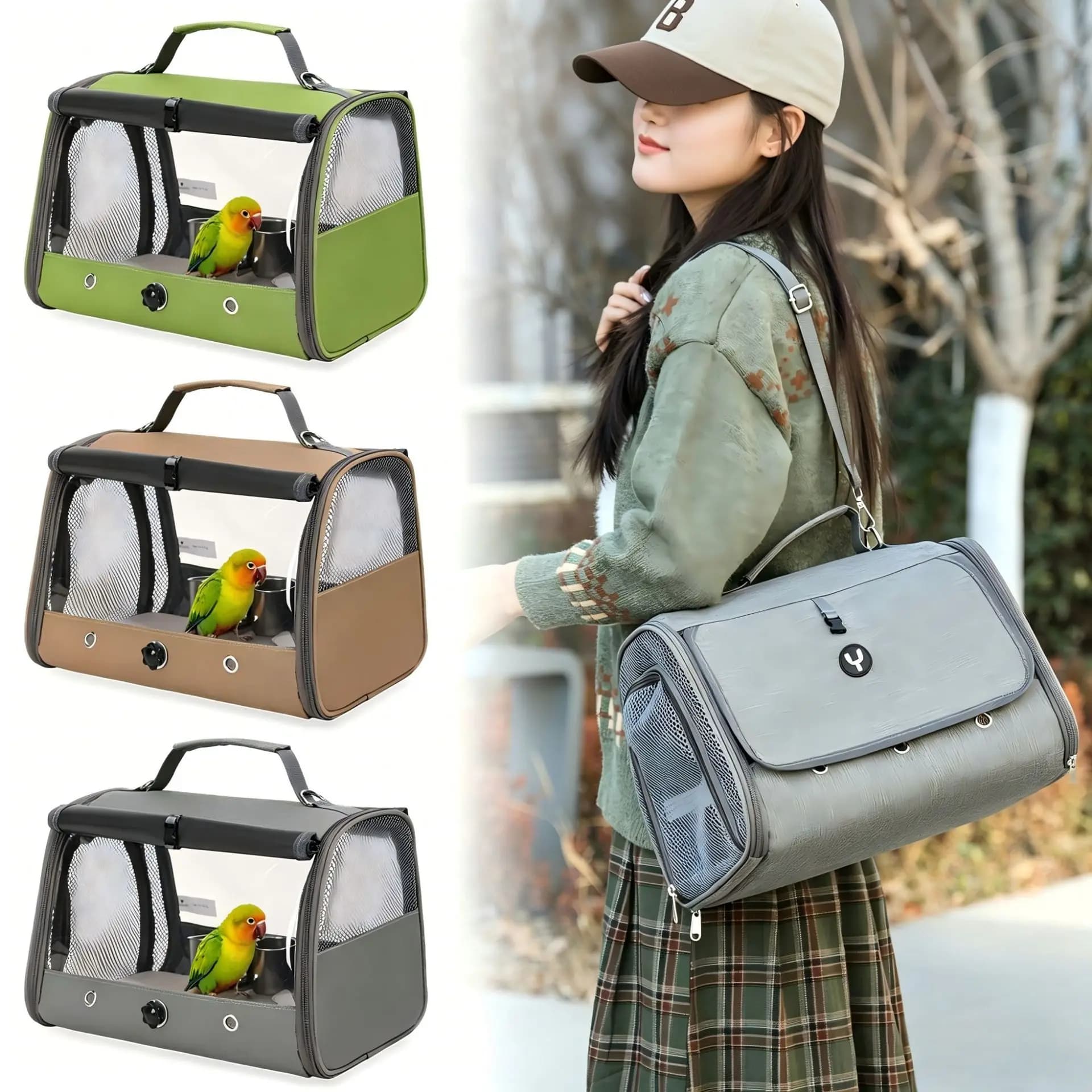 Outdoor Carry Bird Cage Polyester PVC Parrot Specialized Cage New Model Pet Small Animal Carrier for Rabbits Hamsters Lizards