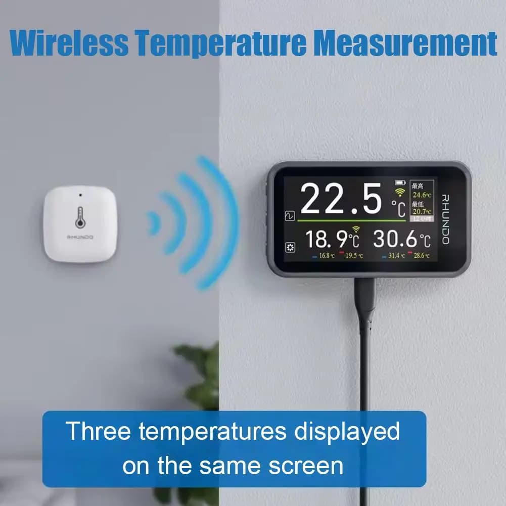 Car LCD Digital Thermometer, Indoor Outdoor Temperature Monitor Waterproof Large Display Auto Temp Gauge for Vehicle Home Travel