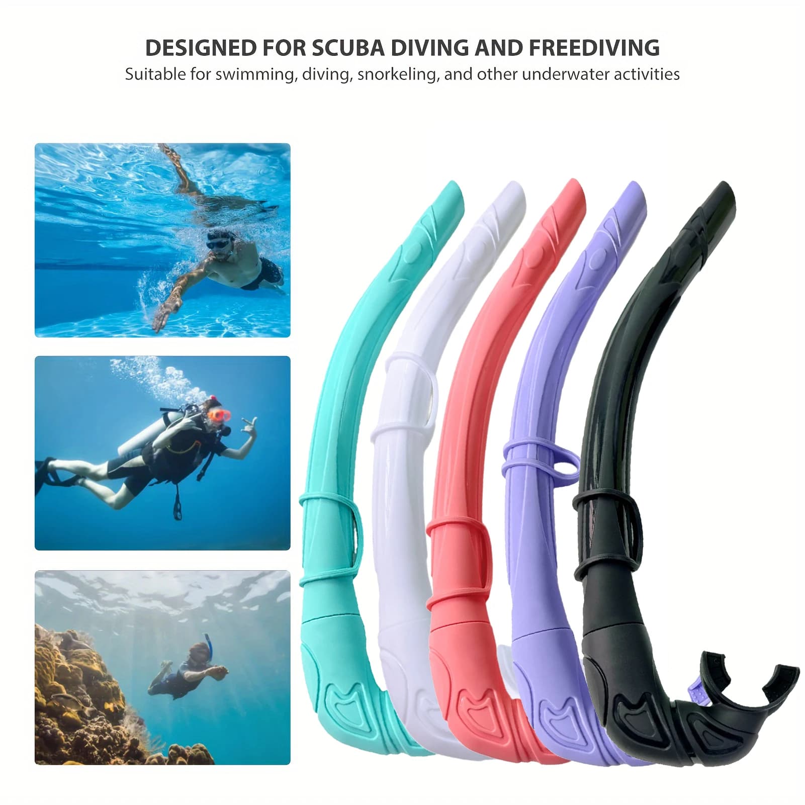 Boccaglio da Immersione in Silicone Morbido, Portatile e Pieghevole, con Valvola Superiore e Custodia per Immersioni Subacquee, Apnea, Pesca Subacquea e Nuoto