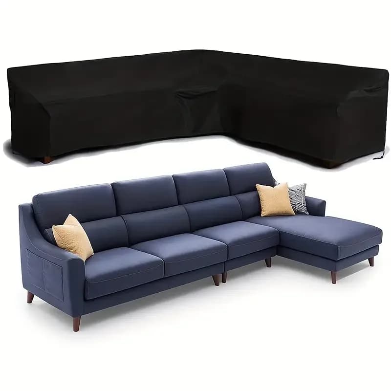 UV Resistant L Shaped Furniture Cover Multi-purpose Outdoor Rattan Sofa Cover Patio Garden Weatherproof Dust Protector Cover