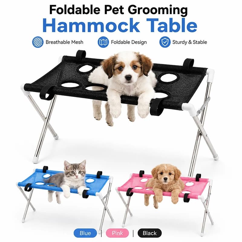 Portable Pet Grooming Bath Hammock Stand Foldable Adjustable Cat Dog Bathing Rack Quick Dry Mesh Grooming For Small Medium Pets