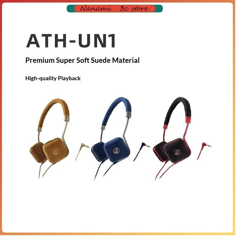 Audio-Technica ATH-UN1 Over-Ear Headphones Cablate Classics for Mobile Music, Gaming Headphones in Suede