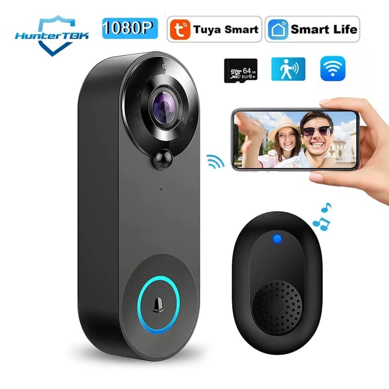 Campanello Video Wireless 1080P con Telecamera WiFi, Campanello Intelligente Tuya per Casa Smart, Rilevamento Movimento, Visione Notturna, Citofono