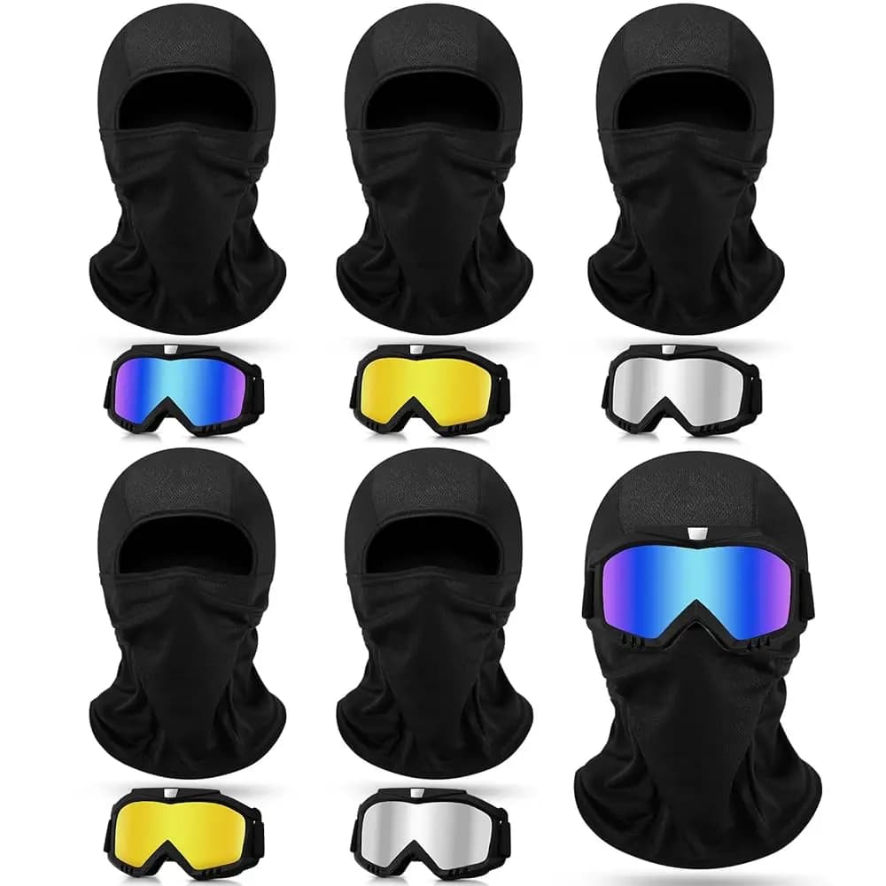 Spedizione Gratuita: Set di 12 Occhiali Invernali con Maschera Balaclava, Protezione Antivento Regolabile per Sci e Snowboard