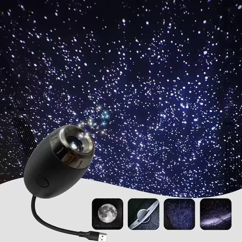 Romantic LED Starry Sky Night Light USB Powered Saturn Galaxy Projector Lamp for Car Roof Party Room Ceiling Decor Plug and Play