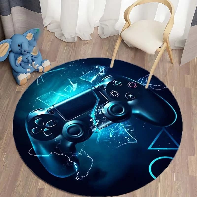 Cartoon Gamer Controller di gioco Tappeto rotondo Gaming Circle Tappeto Casa Soggiorno Camera da letto Dormitorio Decor Tappetino Videogiochi Tappetino per sedia